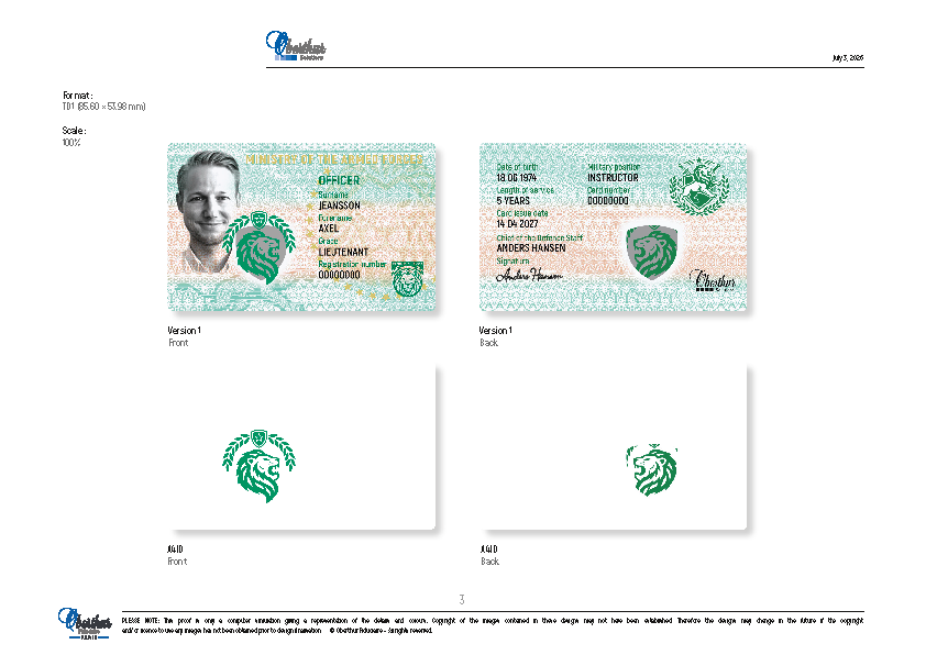 Military ID card simulation