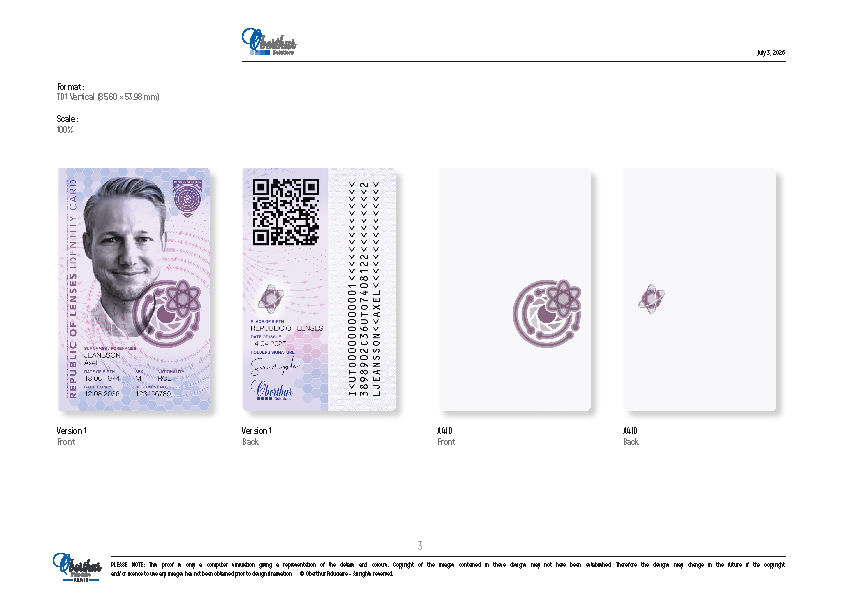 Vertical ID card simulation
